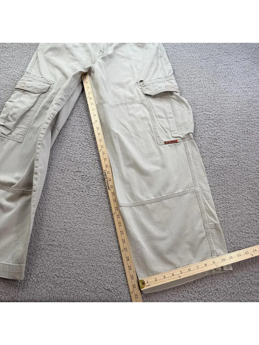 Vintage JNCO Jeans J375T Khaki Cargo Pants Made In USA 36x32 Wide Leg Y2K Skater